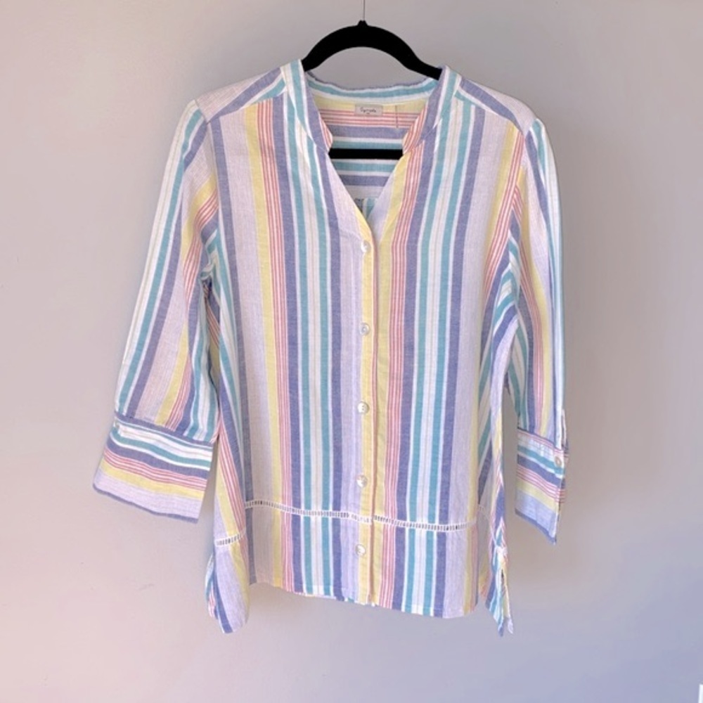 Symple NYC Linen/Cotton Blend Striped Tunic Size Small